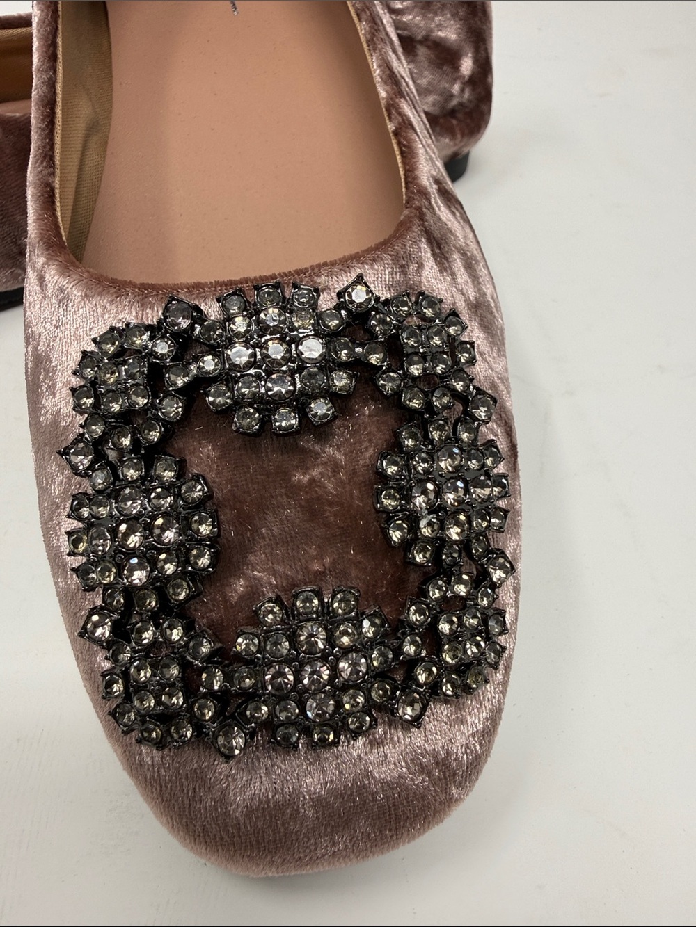 NEW LINEA PAOLO Embellished Velvet Ballet Flats in Mulberry Velvet - Picture 3 of 7